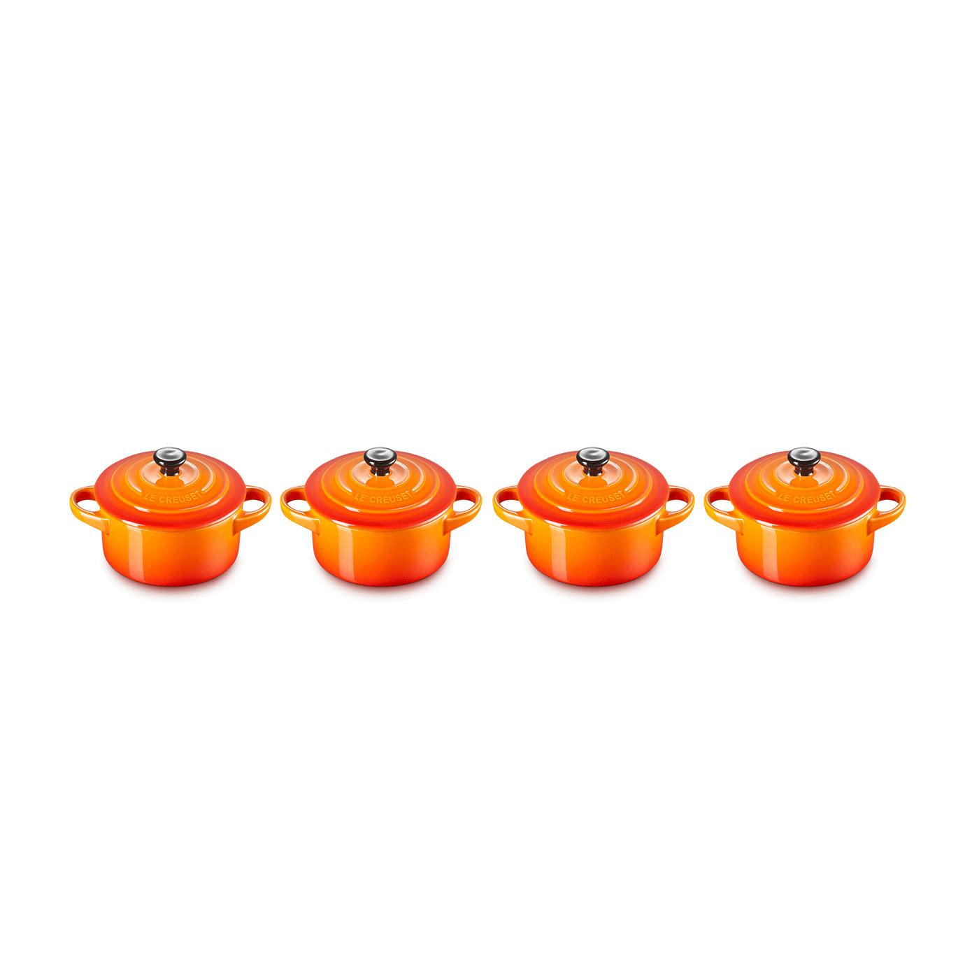 LE CREUSET Mini Cocotte 4er Set ofenrot